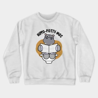 Hippo-potty-mus Funny Animal Hippo Pun Crewneck Sweatshirt